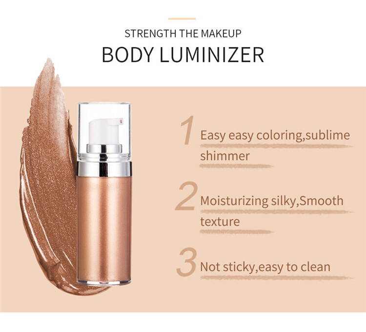 High pigmented shimmering body oil liquid highlighter