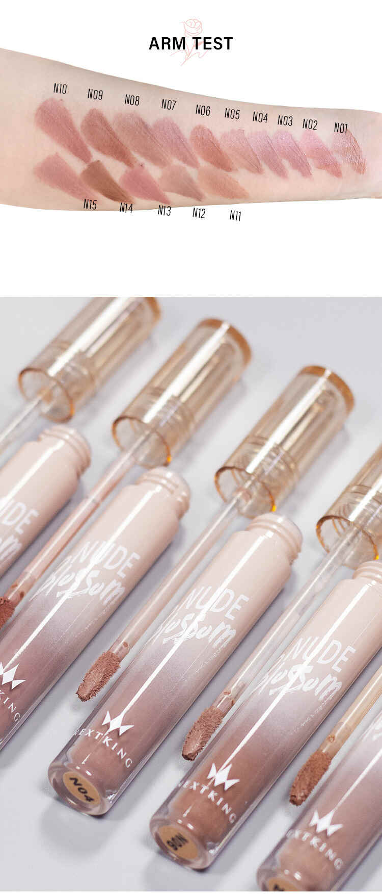 Brilho labial hidratante de cor nude Nextking Blossom - compre brilho labial a granel